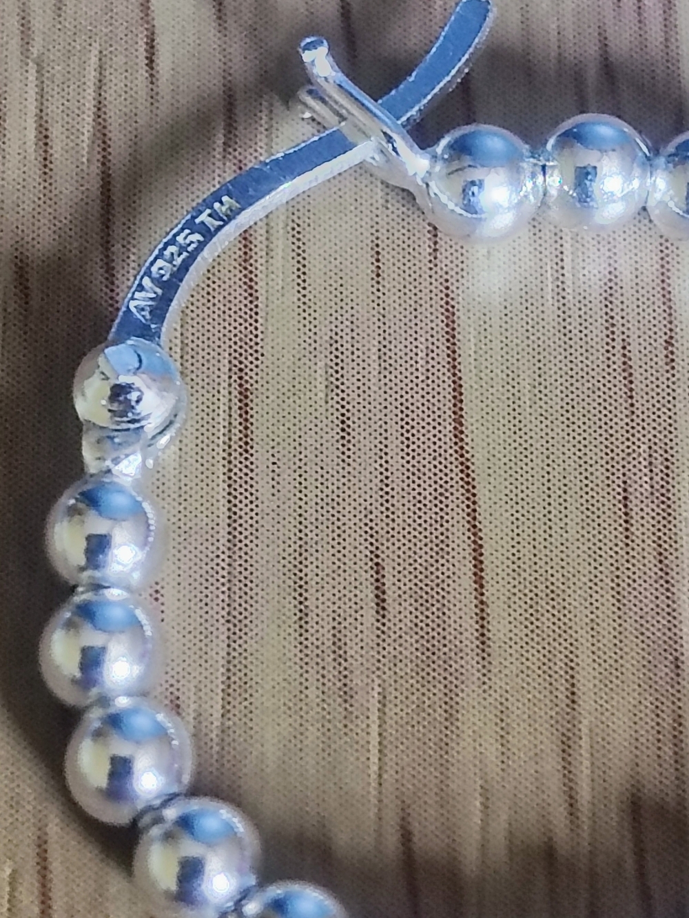 Silver Beaded Hoop Earrings — Women's Jewelry - Picture 3 of 4